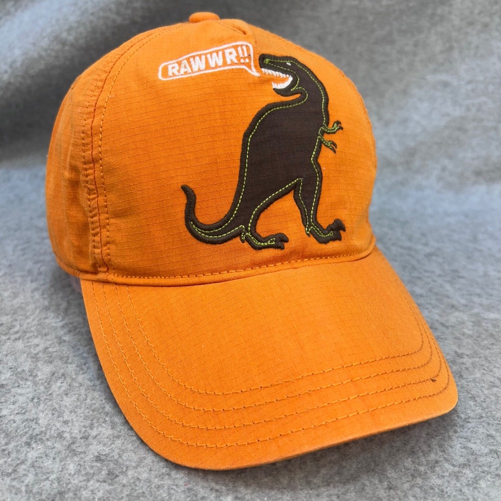T-Rex Rawwr Boys Orange Gymboree Baseball Cap Ripstop Snapback Hat Size 5-7